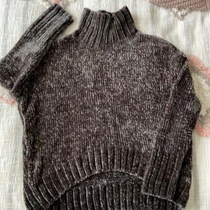 Green chenille turtle neck sweater